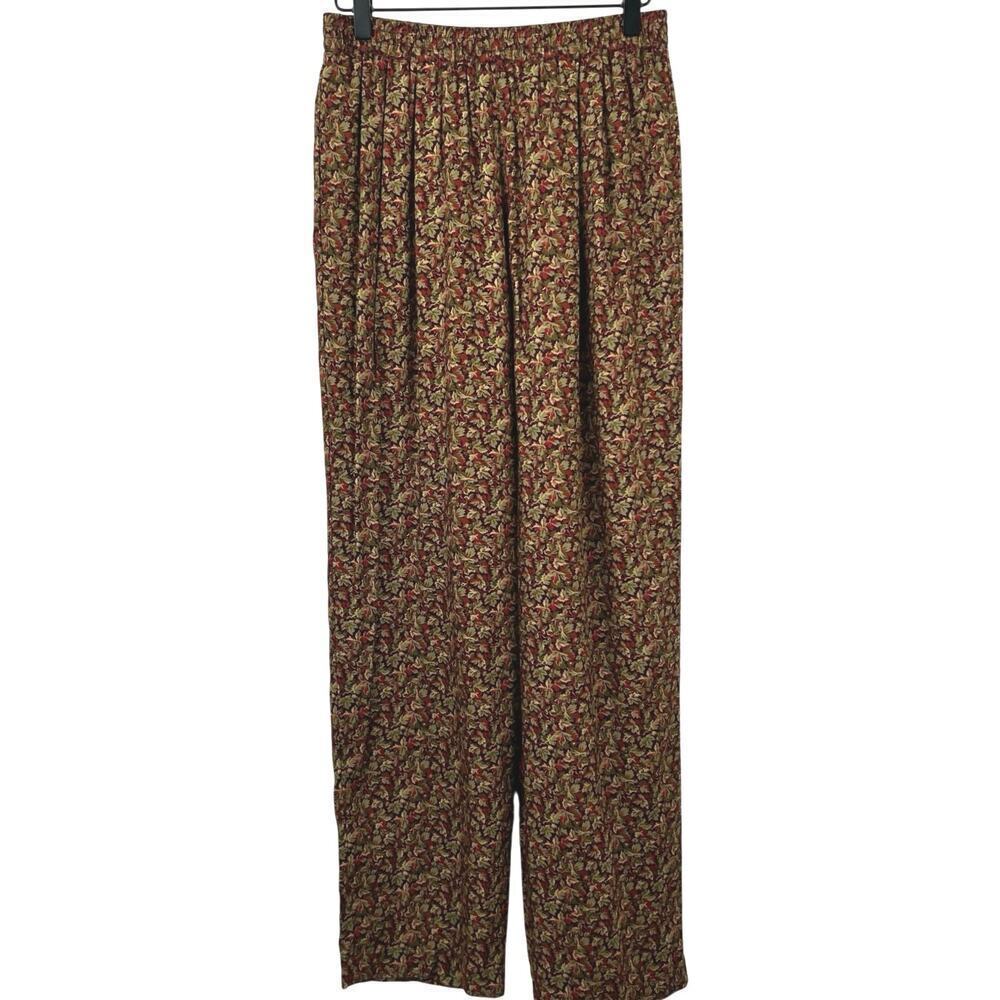 Vintage Liz Claiborne Pleated High Rise Trousers Retro Floral Size M